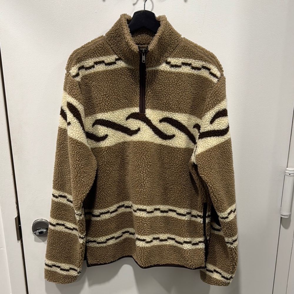 Todd Snyder Brown and Cream Geometric Quarter-Zip Sweater